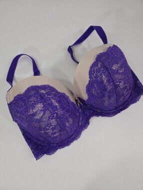 Victoria's Secret lined demi purple lace bra